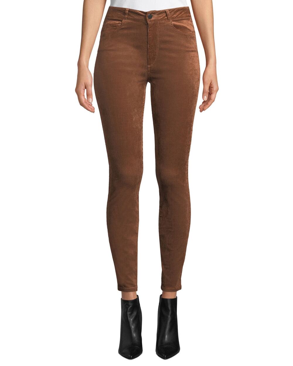 PAIGE Hoxton Ultra Skinny Corduroy Pants Women's 23 Brown High Rise Stretch
